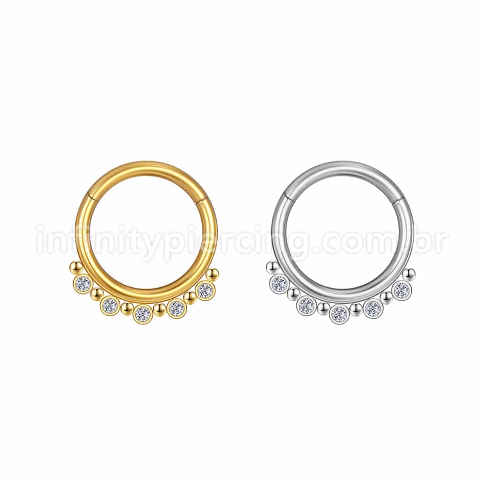 Piercing Argola Aço Cirúrgico Indiano 5 Zircônias